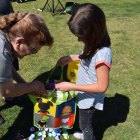 This youngster found some eggs Saturday morning at the 'Beeping" Easter Egg Hunt.